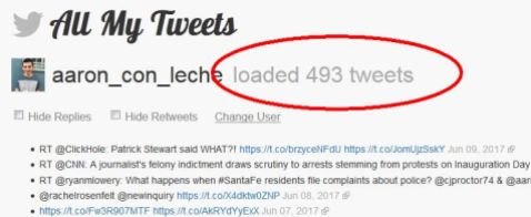 Cantu has 493 tweets according to All My Tweets, tweet-searching service